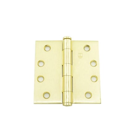 Patioplus 4 x 4 in. Full Mortise Five Knuckle Plain Bearing Standard Weight Hinge, No. 008555 Satin Brass PA1621506